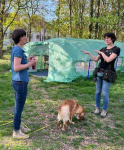 Hundetrainerin Birgit Olbrich biem Dummytraining HUni Hundeschule München